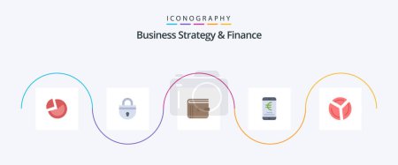 Téléchargez les illustrations : Business Strategy And Finance Flat 5 Icon Pack Including euro. mobile. security. payment. dollar - en licence libre de droit