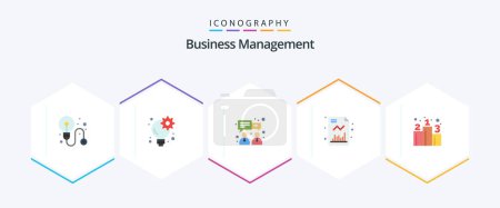 Illustration for Business Management 25 Flat icon pack including strategy. position. chat. business. grow - Royalty Free Image