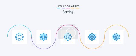 Ilustración de Setting Blue 5 Icon Pack Including . setting. cogs. gear. setting - Imagen libre de derechos