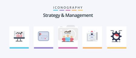 Ilustración de Strategy And Management Flat 5 Icon Pack Including marketing. launch. flag. entrepreneur. chart. Creative Icons Design - Imagen libre de derechos