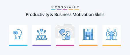 Illustration for Productivity And Business Motivation Skills Blue 5 Icon Pack Including improvement. growth. team. performance. puzzle. Creative Icons Design - Royalty Free Image