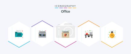 Illustration for Office 25 Flat icon pack including light. idea. schedule. business. front - Royalty Free Image