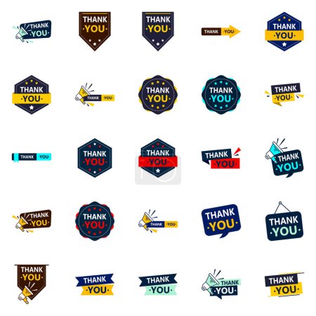 Illustration for 25 Eye catching Vector Icons for Saying Thank You - Royalty Free Image