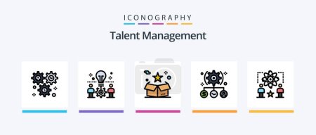 Téléchargez les illustrations : Talent Management Line Filled 5 Icon Pack Including brainstorming. brain. top. light. idea. Creative Icons Design - en licence libre de droit