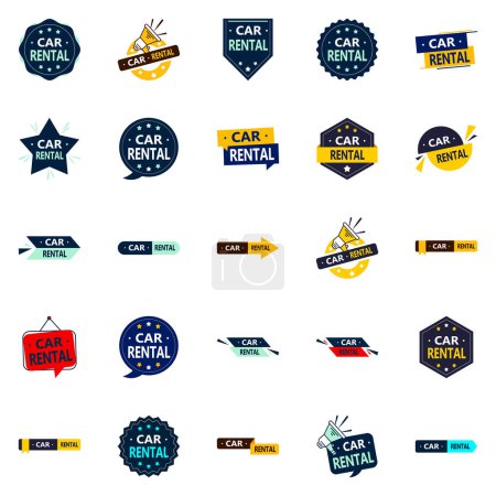 Illustration for 25 High quality vector elements for your car rental branding - Royalty Free Image