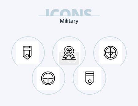 Téléchargez les illustrations : Military Line Icon Pack 5 Icon Design. . war. target. military. army - en licence libre de droit