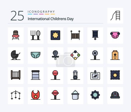 Illustration for Baby 25 Line Filled icon pack including toy. child. geometry. baby. children - Royalty Free Image