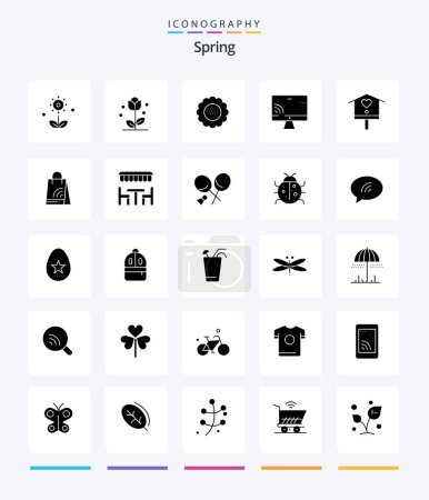 Illustration for Creative Spring 25 Glyph Solid Black icon pack  Such As resturant. wifi. wifi. handbag. spring - Royalty Free Image