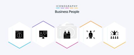 Ilustración de Business People 25 Glyph icon pack including communication. man. online. business. people - Imagen libre de derechos