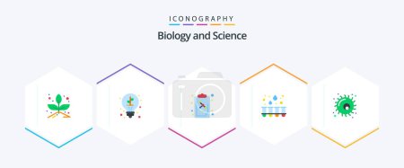 Illustration for Biology 25 Flat icon pack including . cell. molecule. biology. tubes - Royalty Free Image