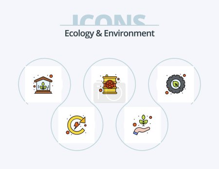 Illustration for Ecology And Environment Line Filled Icon Pack 5 Icon Design. friendly. recycling. rain. energy. natural - Royalty Free Image