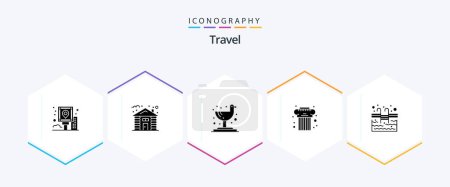 Illustration for Travel 25 Glyph icon pack including stairs. greek. tree. culture. architecture - Royalty Free Image