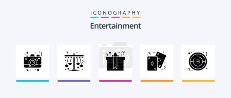 Illustration for Entertainment Glyph 5 Icon Pack Including poker. cards. playland. birthday. package. Creative Icons Design - Royalty Free Image