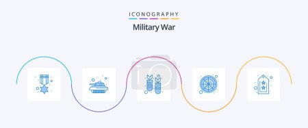 Illustration for Military War Blue 5 Icon Pack Including training. war. missles. solider. military - Royalty Free Image