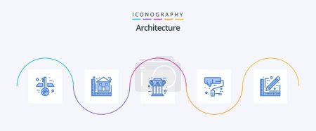 Illustration for Architecture Blue 5 Icon Pack Including architect. roller. greek. paint roller. history - Royalty Free Image