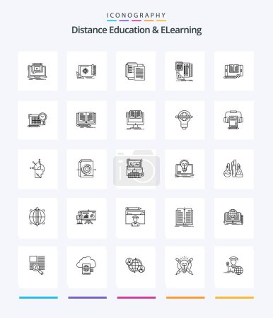 Illustration for Creative Distance Education And Elearning 25 OutLine icon pack  Such As calculator. stationary. marketing. shareit. transfer - Royalty Free Image