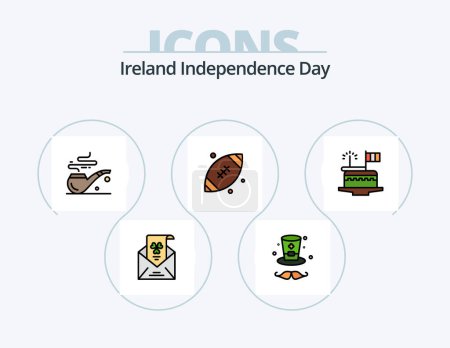 Téléchargez les illustrations : Ireland Independence Day Line Filled Icon Pack 5 Icon Design. . ireland. plant. madel. security - en licence libre de droit