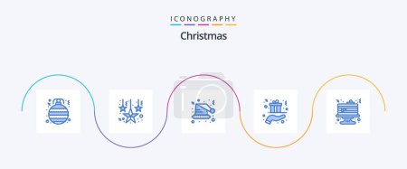 Illustration for Christmas Blue 5 Icon Pack Including cake. present. hat. hand. gift - Royalty Free Image