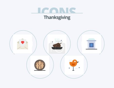 Illustration for Thanksgiving Flat Icon Pack 5 Icon Design. meal. dinner. thanksgiving. chicken. mail - Royalty Free Image