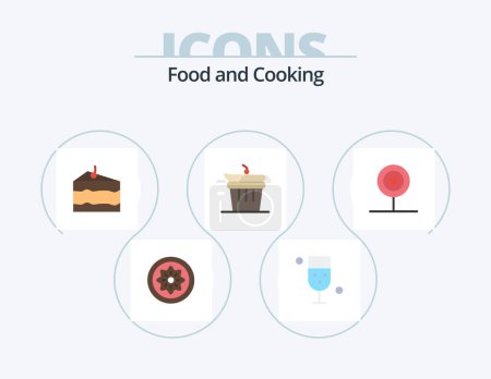 Ilustración de Food Flat Icon Pack 5 Icon Design. kitchen. done. food. and. eat - Imagen libre de derechos