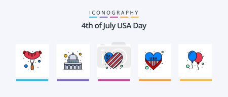 Ilustración de Usa Line Filled 5 Icon Pack Including balloons. independence. phone. holiday. day. Creative Icons Design - Imagen libre de derechos
