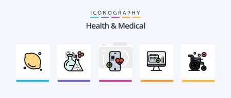 Ilustración de Health And Medical Line Filled 5 Icon Pack Including screen. heart. medical. beat. medical. Creative Icons Design - Imagen libre de derechos