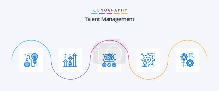 Téléchargez les illustrations : Talent Management Blue 5 Icon Pack Including configuration. setting. progress. user. user - en licence libre de droit