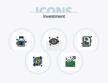 Téléchargez les illustrations : Investment Line Filled Icon Pack 5 Icon Design. trend. transfer. finance. pay. dollar - en licence libre de droit