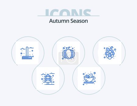 Téléchargez les illustrations : Autumn Blue Icon Pack 5 Icon Design. autumn fruits. harvest. autumn. halloween. season - en licence libre de droit
