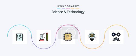 Illustration for Science And Technology Line Filled Flat 5 Icon Pack Including electronics. ai. learning. processor. cpu - Royalty Free Image