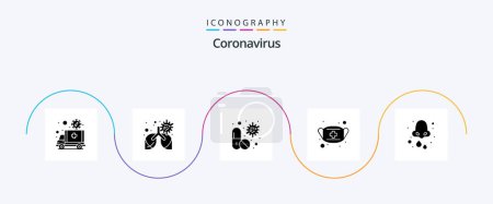 Téléchargez les illustrations : Coronavirus Glyph 5 Icon Pack Including safety. mask. pneumonia. lu. medical - en licence libre de droit