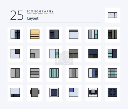 Ilustración de Layout 25 Line Filled icon pack including table. layout. layout. scale. maximize - Imagen libre de derechos