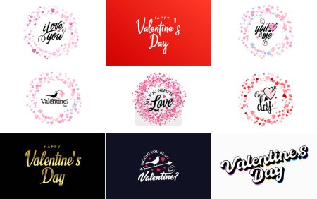 Illustration for Vector illustration of a heart-shaped wreath with Happy Valentine's Day text - Royalty Free Image