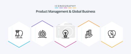 Illustration for Product Managment And Global Business 25 Line icon pack including business. modern. return. business. product - Royalty Free Image