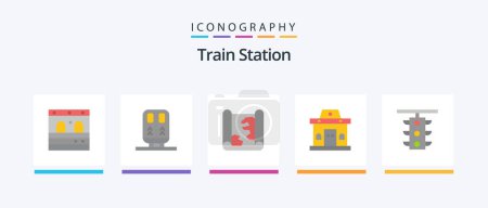 Ilustración de Train Station Flat 5 Icon Pack Including station. light. map. urban. office. Creative Icons Design - Imagen libre de derechos