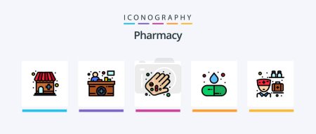 Illustration for Pharmacy Line Filled 5 Icon Pack Including pill. capsule. online. pills. medicine. Creative Icons Design - Royalty Free Image