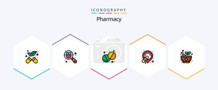 Ilustración de Pharmacy 25 FilledLine icon pack including . pharmacy. pharmacy. medicine. bandage - Imagen libre de derechos