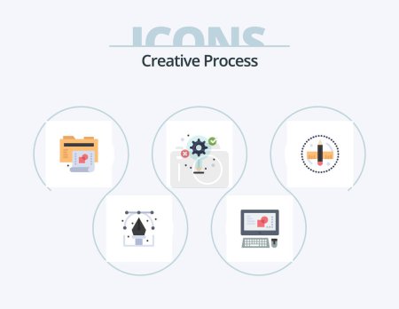 Illustration for Creative Process Flat Icon Pack 5 Icon Design. creative. creative. process. gear. folder - Royalty Free Image