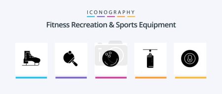 Ilustración de Fitness Recreation And Sports Equipment Glyph 5 Icon Pack Including ball. punchbag. tennis. boxing. strike. Creative Icons Design - Imagen libre de derechos