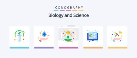Ilustración de Biology Flat 5 Icon Pack Including atom. knowledge. light. growth. education. Creative Icons Design - Imagen libre de derechos