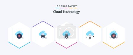 Illustration for Cloud Technology 25 Flat icon pack including data. cloud. printer. store. online - Royalty Free Image