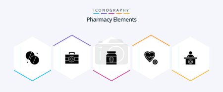 Téléchargez les illustrations : Pharmacy Elements 25 Glyph icon pack including love . medical. toxic. poison - en licence libre de droit