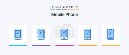 Illustration for Mobile Phone Blue 5 Icon Pack Including .. Creative Icons Design - Royalty Free Image