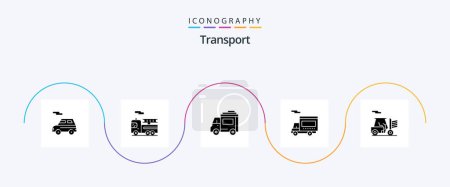 Illustration for Transport Glyph 5 Icon Pack Including transport. forklift. car. vehicle. truck - Royalty Free Image