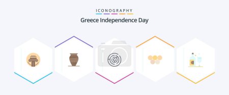 Illustration for Greece Independence Day 25 Flat icon pack including bottle. greek. greece. greece. maze - Royalty Free Image