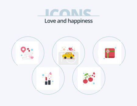 Illustration for Love Flat Icon Pack 5 Icon Design. box. love. destination. heart. party - Royalty Free Image