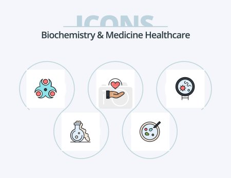 Téléchargez les illustrations : Biochemistry And Medicine Healthcare Line Filled Icon Pack 5 Icon Design. lab. medical. closing. elements. periodic - en licence libre de droit