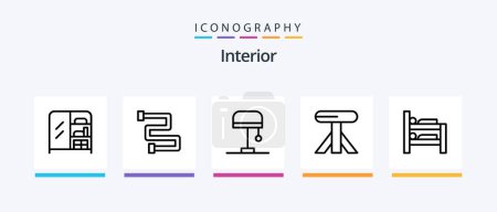 Illustration for Interior Line 5 Icon Pack Including . wardrobe. desk. interior. cupboard. Creative Icons Design - Royalty Free Image