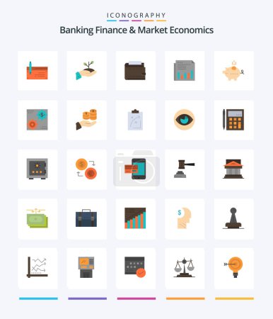 Ilustración de Creative Banking Finance And Market Economics 25 Flat icon pack  Such As money. cash. charity. wallet. money - Imagen libre de derechos