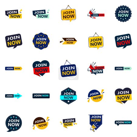 Ilustración de 25 Professional Typographic Designs for a polished joining campaign Join Now - Imagen libre de derechos